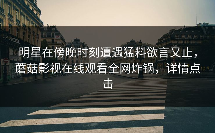 明星在傍晚时刻遭遇猛料欲言又止，蘑菇影视在线观看全网炸锅，详情点击