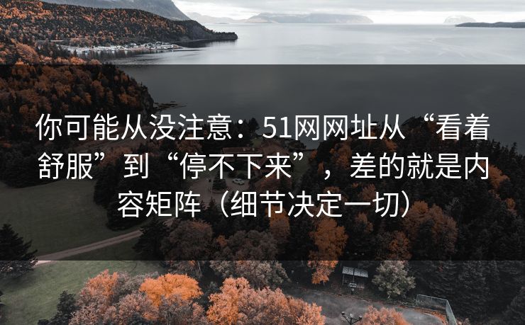 你可能从没注意：51网网址从“看着舒服”到“停不下来”，差的就是内容矩阵（细节决定一切）