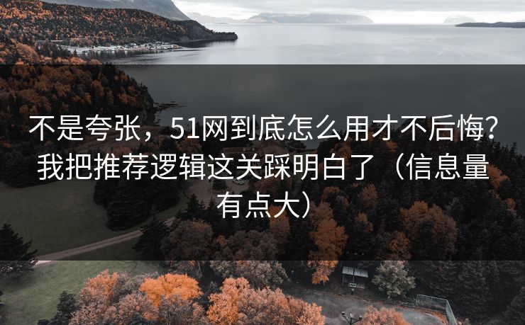 不是夸张，51网到底怎么用才不后悔？我把推荐逻辑这关踩明白了（信息量有点大）